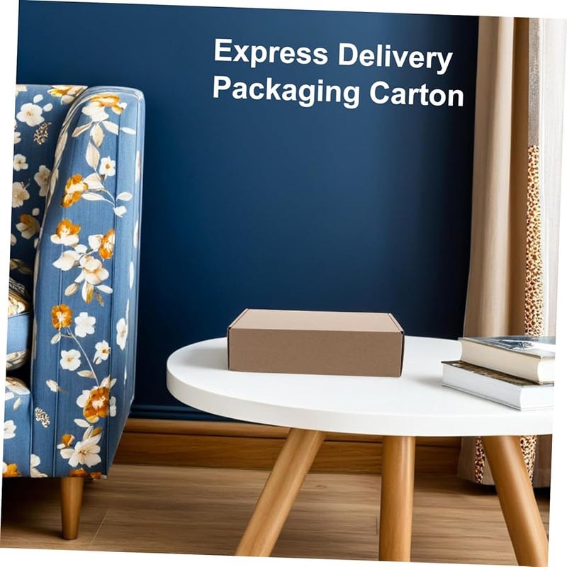 10Pcs Brown Corrugated Kraft Mailing Boxes Easy Assembly Square Design Shipping Packaging - Image 3